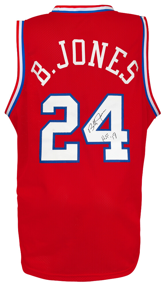 JONJRY200 Bobby Jones Signed Red Custom Basketball Jersey with HOF 19
