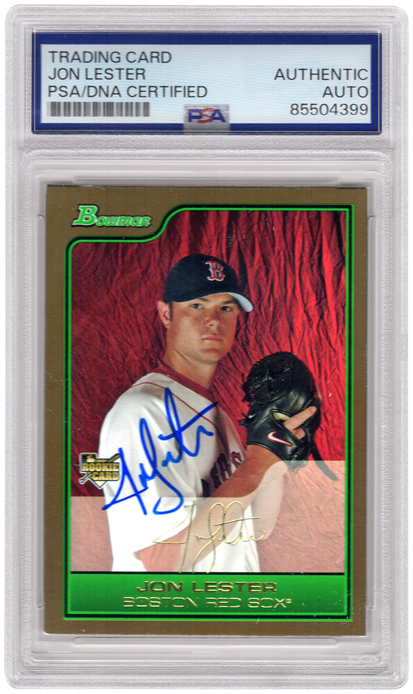 LESCAR105 Jon Lester Signed Boston Red Sox 2006 Bowman Draft Gold Rookie Baseball Card No.BDP22 - PSA Encapsulated