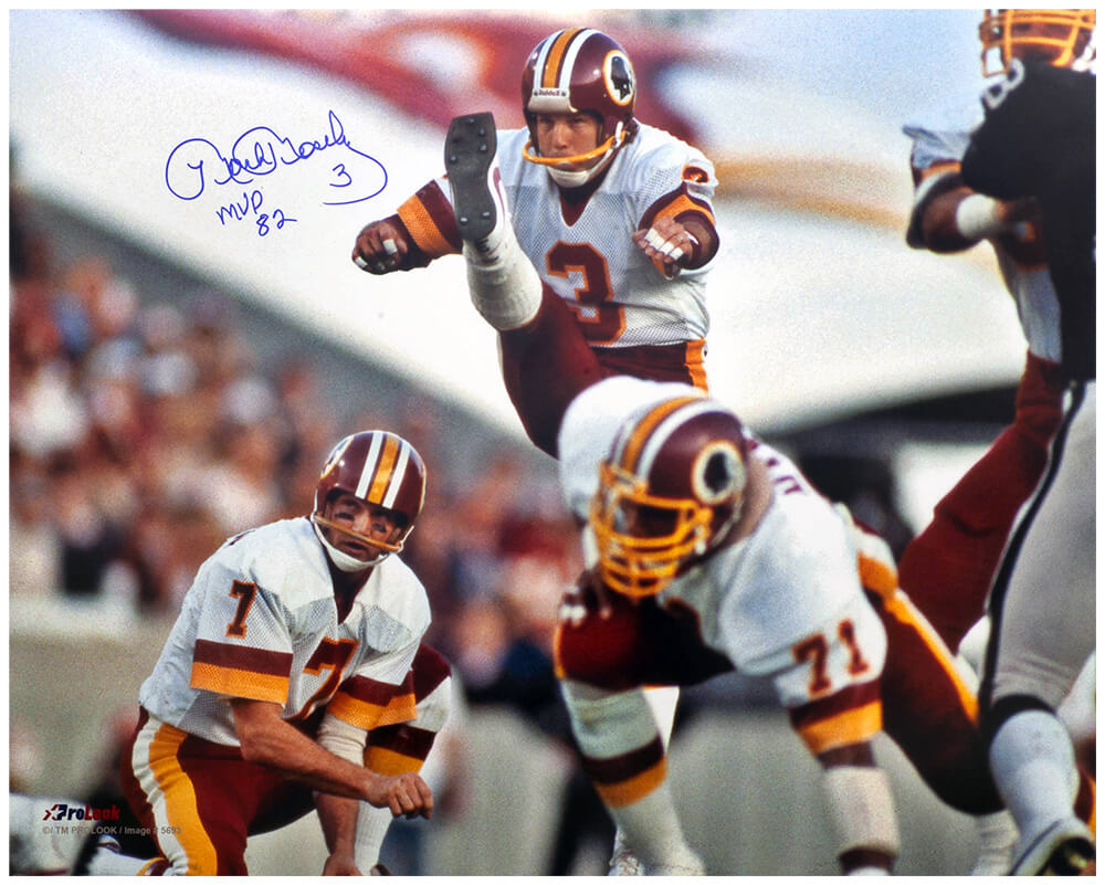 MOS16P310 16 x 20 in. Mark Moseley Signed Washington Football Team Kicking Field Goal Action Photo with MVP82