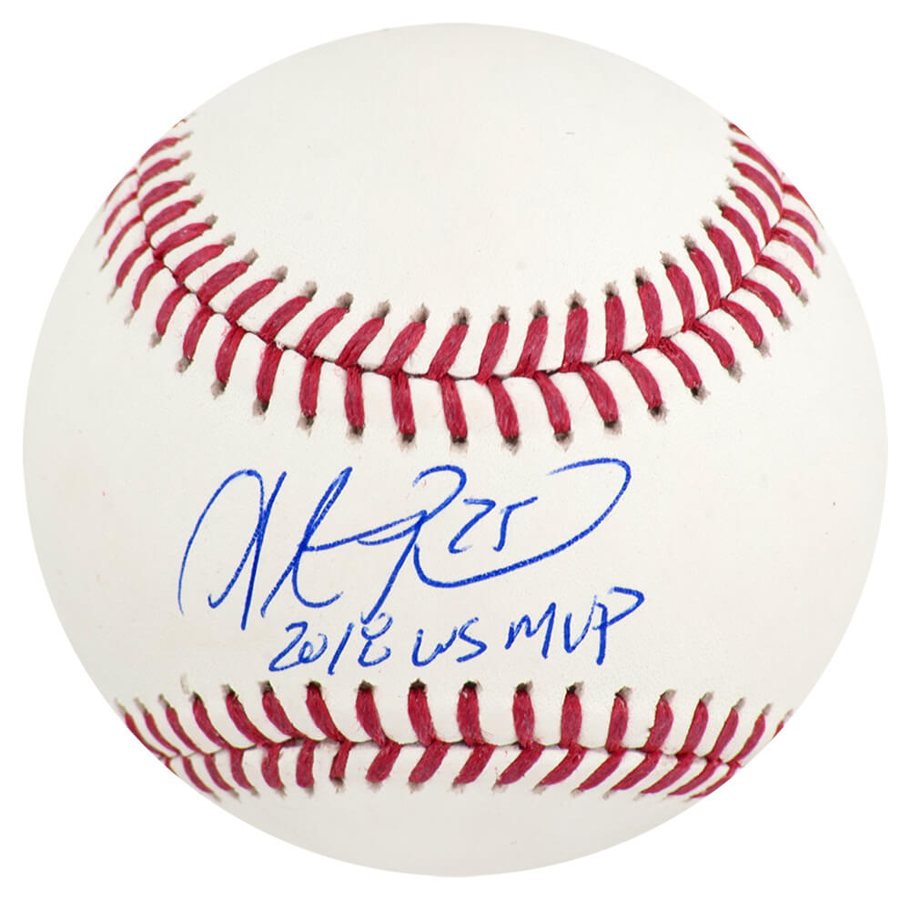 PEABSB100 Steve Pearce Signed Rawlings Official MLB Baseball with 2018 WS MVP
