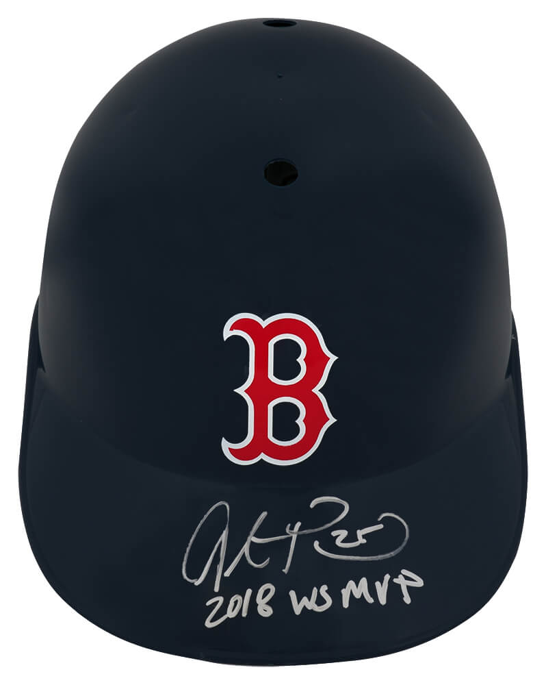 PEABTH100 Steve Pearce Signed Boston Red Sox Souvenir Replica Baseball Batting Helmet with 2018 WS MVP