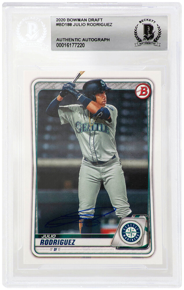 RODCAR121 Julio Rodriguez Signed Seattle Mariners 2020 Bowman Draft Rookie Baseball Card No.BD188 - Beckett Encapsulated
