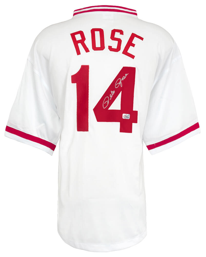 ROSJRY104 Pete Rose Signed Throwback Hit King Custom Baseball Jersey, White