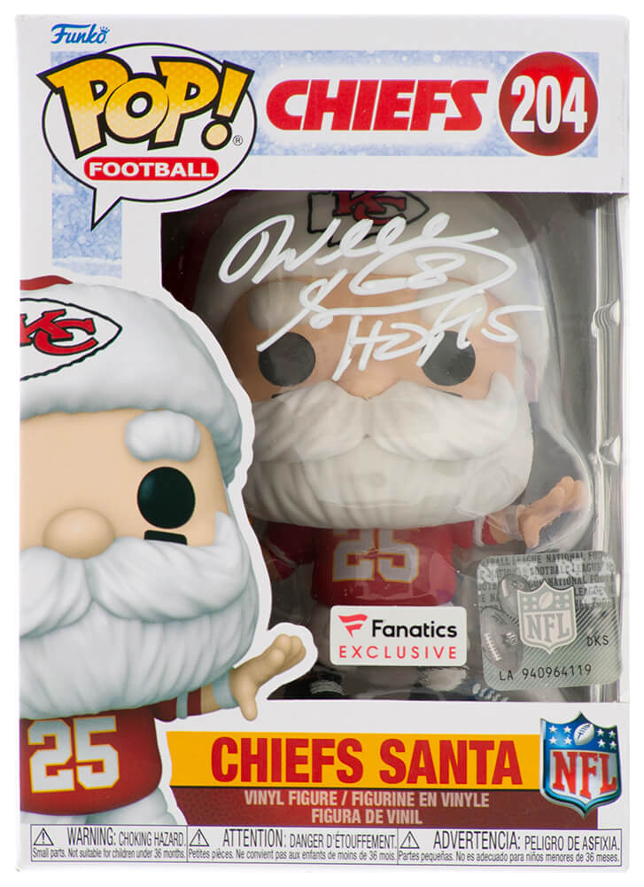 SHIFUN300 Will Shields Signed Kansas City Chiefs Santa Funko Pop Doll 204 with HOF 15