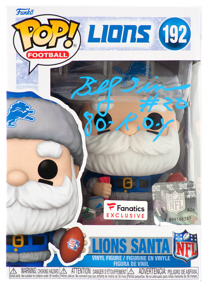 SIMFUN310 Billy Sims Signed Detroit Lions Santa Funko Pop Doll 192 with 80 Roy