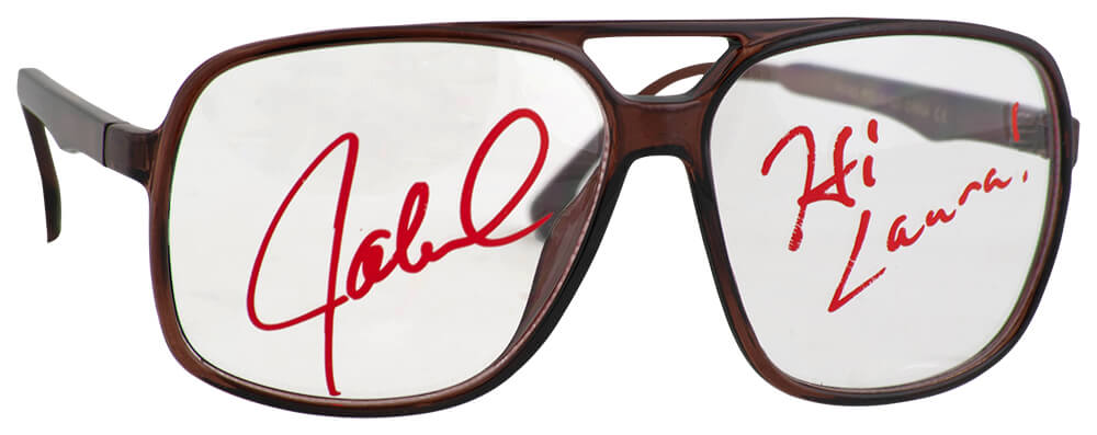 WHIOTH503 Jaleel White Signed Steve Urkel Brown Nerdy Oversized Big Frame Eye Glasses with Hi Laura