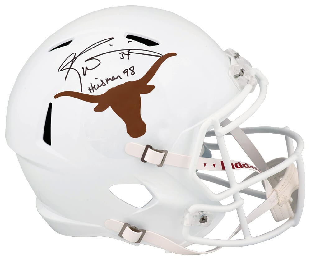WILREP328 Ricky Williams Signed Texas Longhorns Riddell Full Size Speed Replica Helmet with Heisman 1998