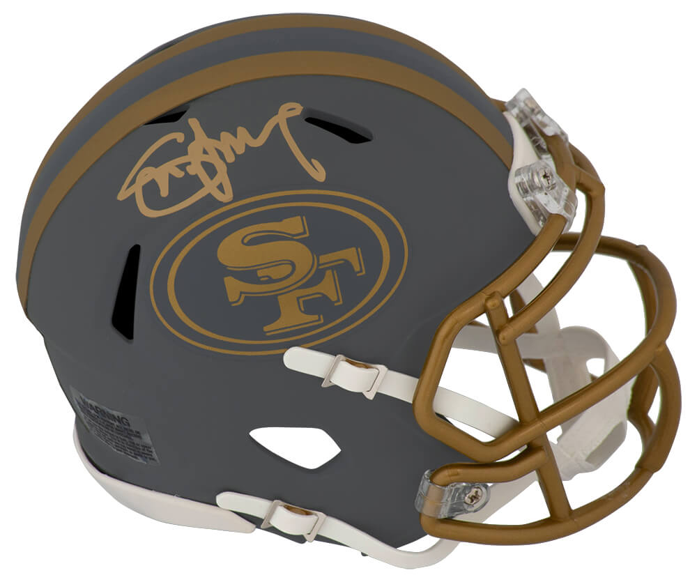 YOUMIN332 Steve Young Signed San Francisco 49ers Slate Riddell Speed Mini Helmet