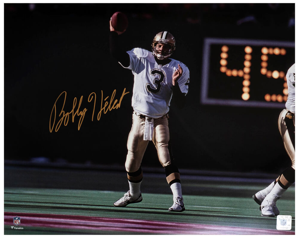 HEB16P300 16 x 20 in. Bobby Hebert Signed Orleans Saints Jersey Passing Action Photo, White