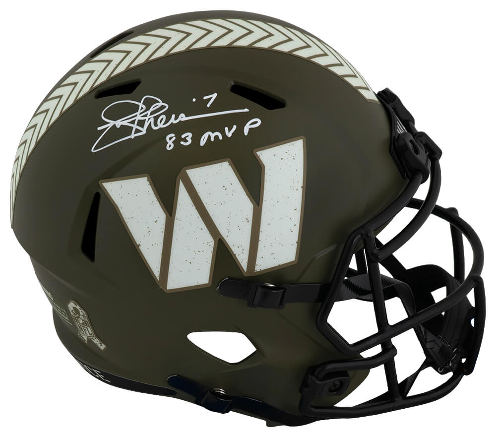 THEREP308 Joe Theismann Signed Washington Commanders Salute Riddell Speed Replica Helmet with 83 MVP - Full Size