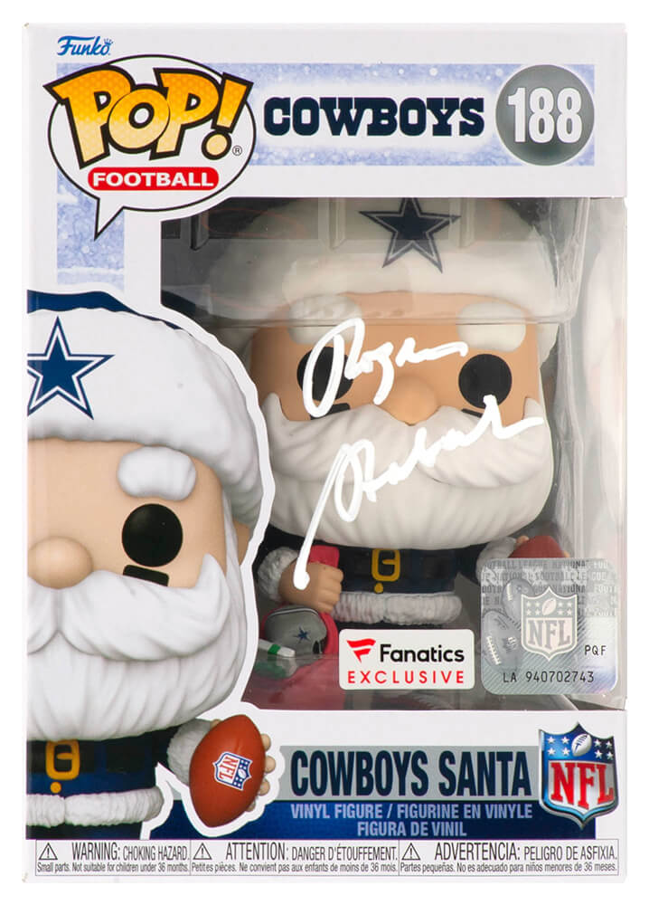 STAFUN301 Roger Staubach Signed Dallas Cowboys Santa Funko Pop Doll No.188
