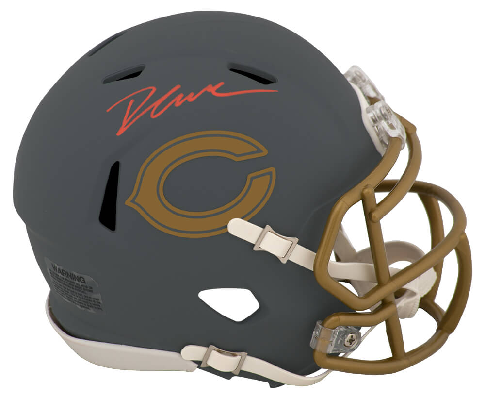 SWIMIN311 D Andre Swift Signed Chicago Bears Slate Riddell Speed Mini Helmet
