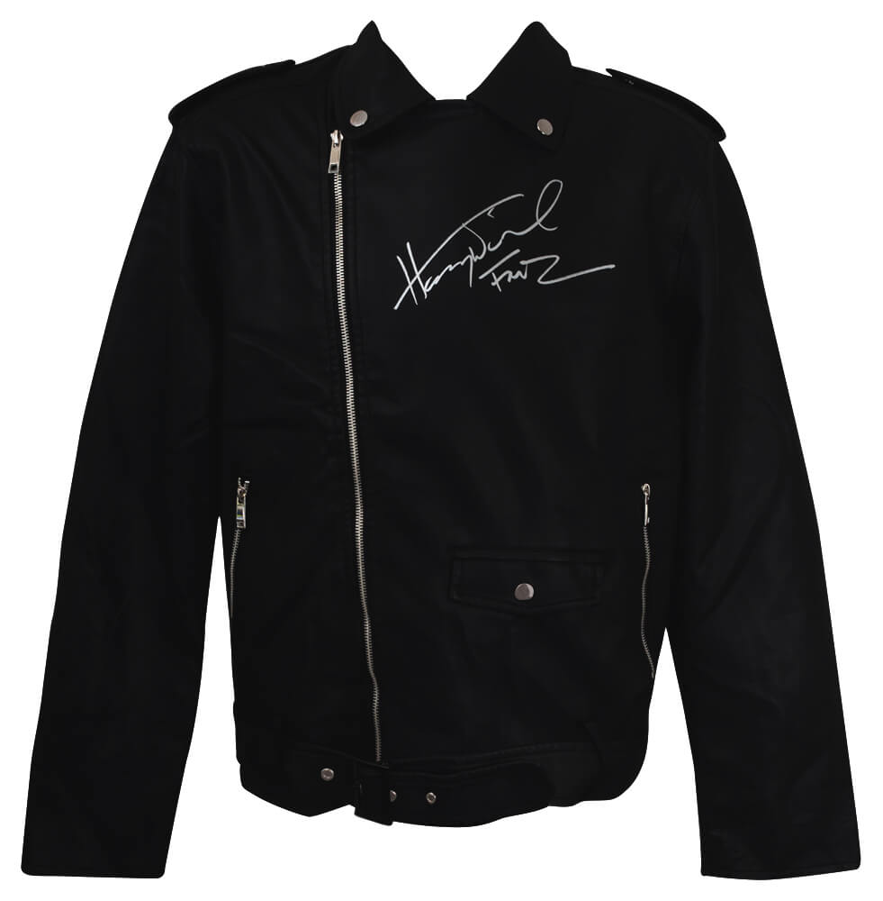 WINJRY511 Henry Winkler Signed Willful Mens Faux Bomber Leather Motorcycle Biker Jacket with Fonz