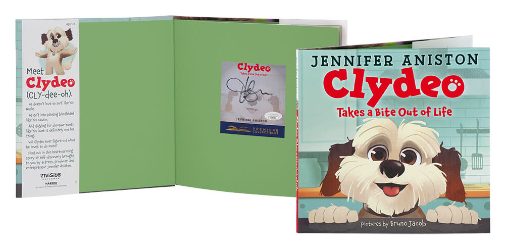 ANIOTH500 Jennifer Aniston Signed Clyde Takes a Bite Out of Life Book - JSA COA