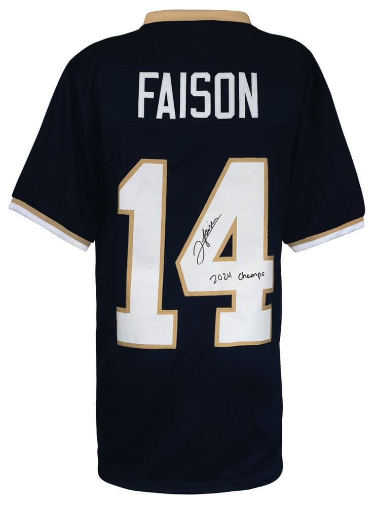 FAIJRY500 Jordan Faison Signed Custom Lacrosse Jersey with 2024 NCAA Champs, Navy