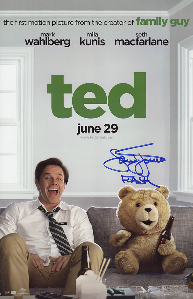 JONPST514 11 x 17 in. Sam J. Jones Signed Ted Movie Poster with Flash