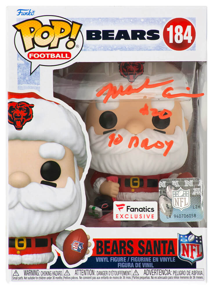 CARFUN310 Mark Carrier Signed Chicago Bears Santa Funko Pop Doll No.184 with 90 Droy