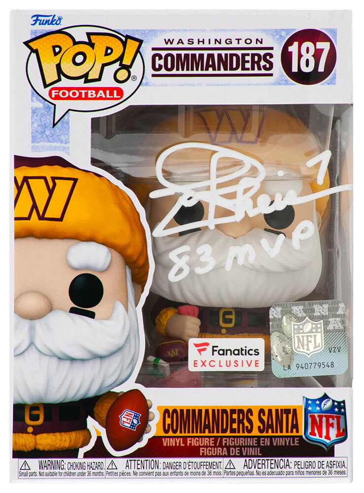 THEFUN300 Joe Theismann Signed Washington Commanders Santa Funko Pop Doll No.187 with 83 MVP