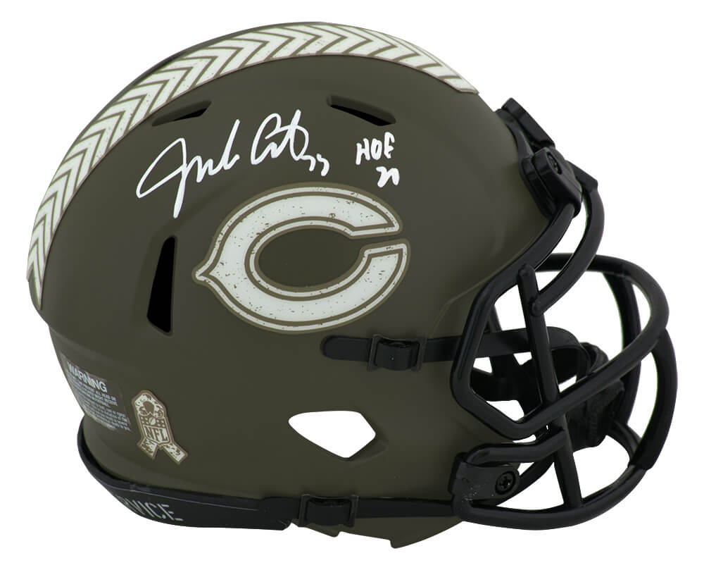 COVMIN309 Jim Covert Signed Chicago Bears Salute to Service Riddell Speed Mini Helmet with HOF 20