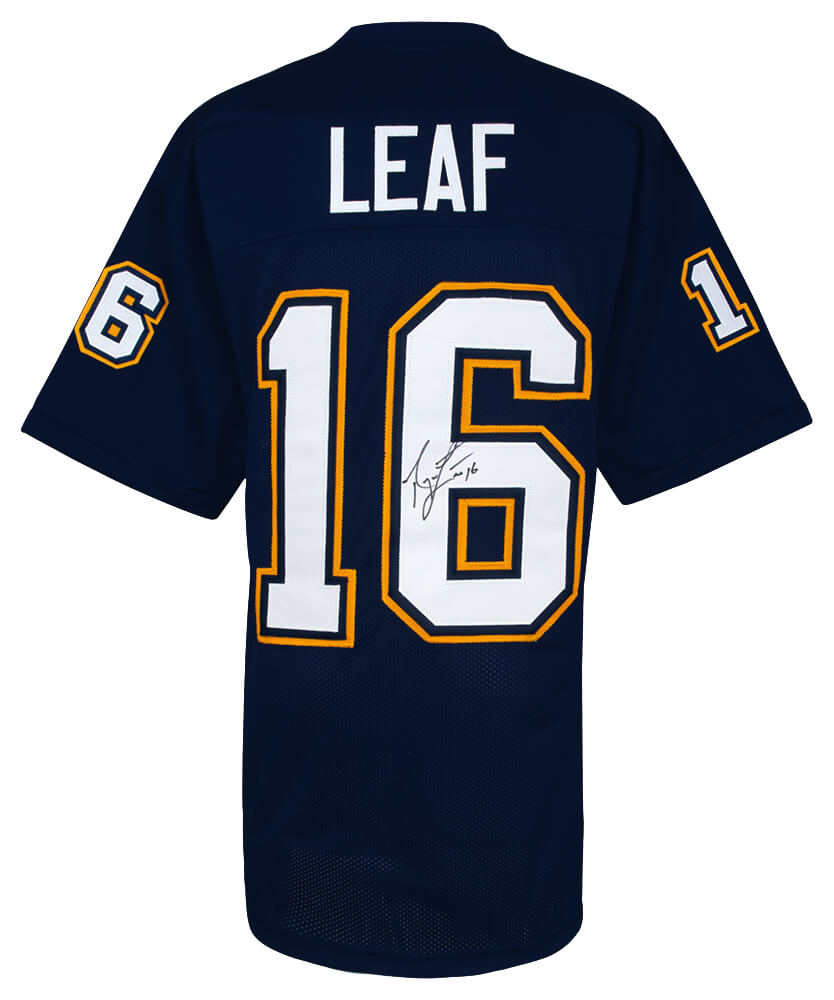 LEAJRY300 Ryan Leaf Signed Navy Throwback Custom Football Jersey