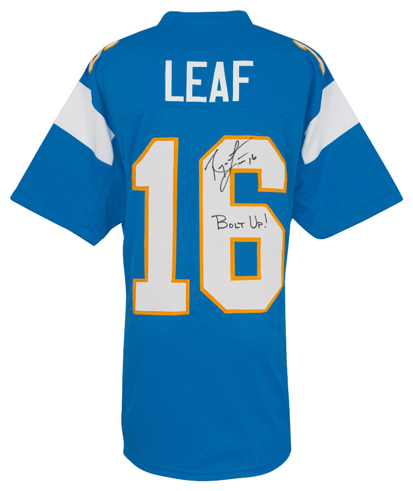 LEAJRY302 Ryan Leaf Signed Powder Blue Custom Football Jersey with Bolt Up
