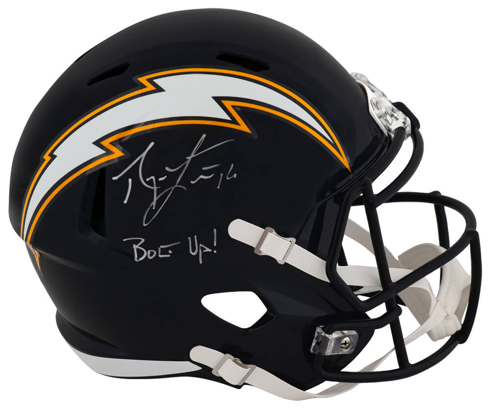 LEAREP301 Ryan Leaf Signed San Diego Chargers Throwback Navy Riddell Full Size Speed Replica Helmet with Bolt Up