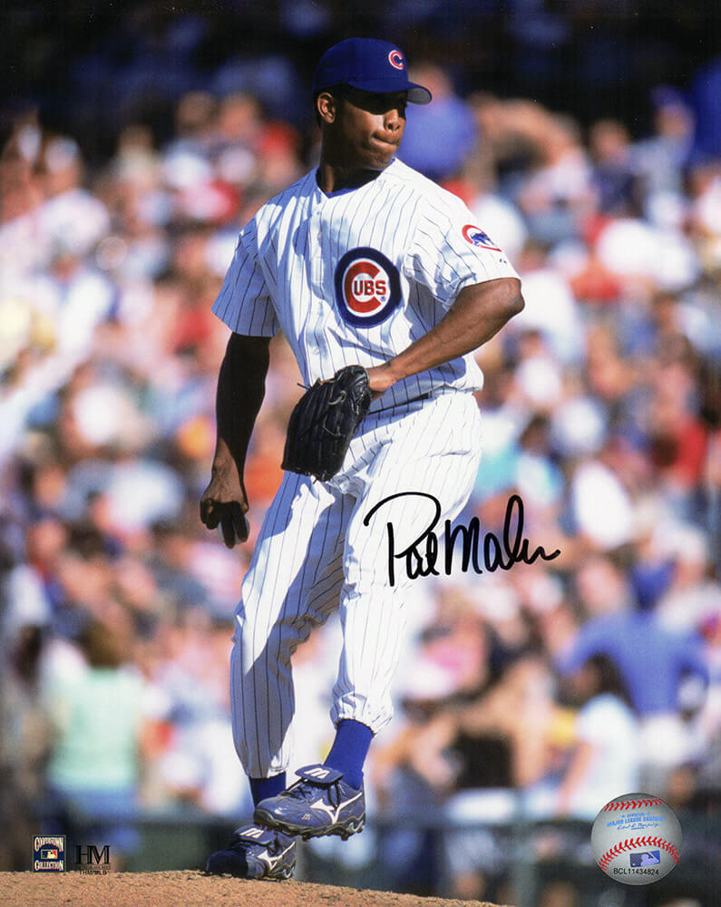 MAH08P101 8 x 10 in. Patrick Mahomes Sr. Signed Chicago Cubs White Jersey Pitching Photo