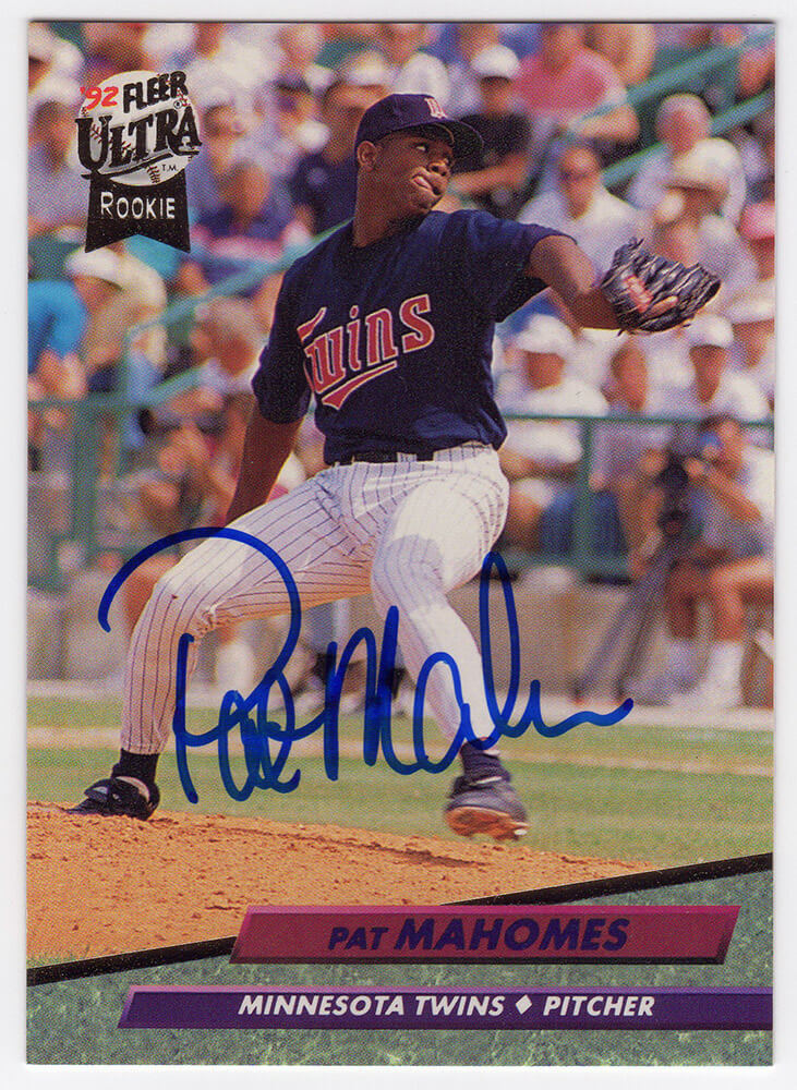 MAHCAR100 Patrick Mahomes Sr. Signed Minnesota Twins 1992 Fleer Ultra Rookie Baseball Card - No.398