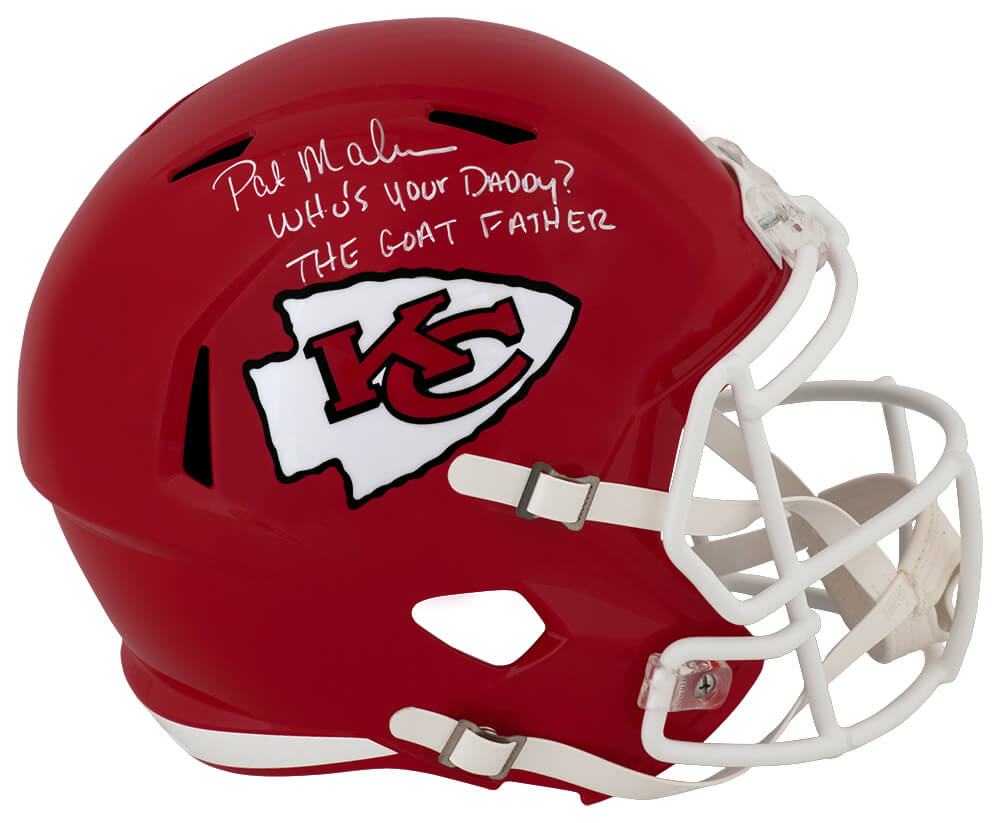 MAHREP320 Patrick Mahomes Sr. Signed Kansas City Chiefs Riddell Full Size Speed Replica Helmet with 2-Inscriptions