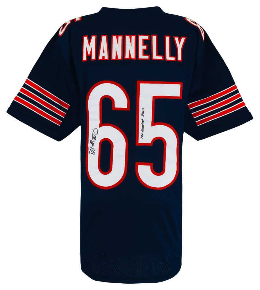 MANJRY330 Patrick Mannelly Signed Navy Custom Football Jersey with 100 Greatest Bears