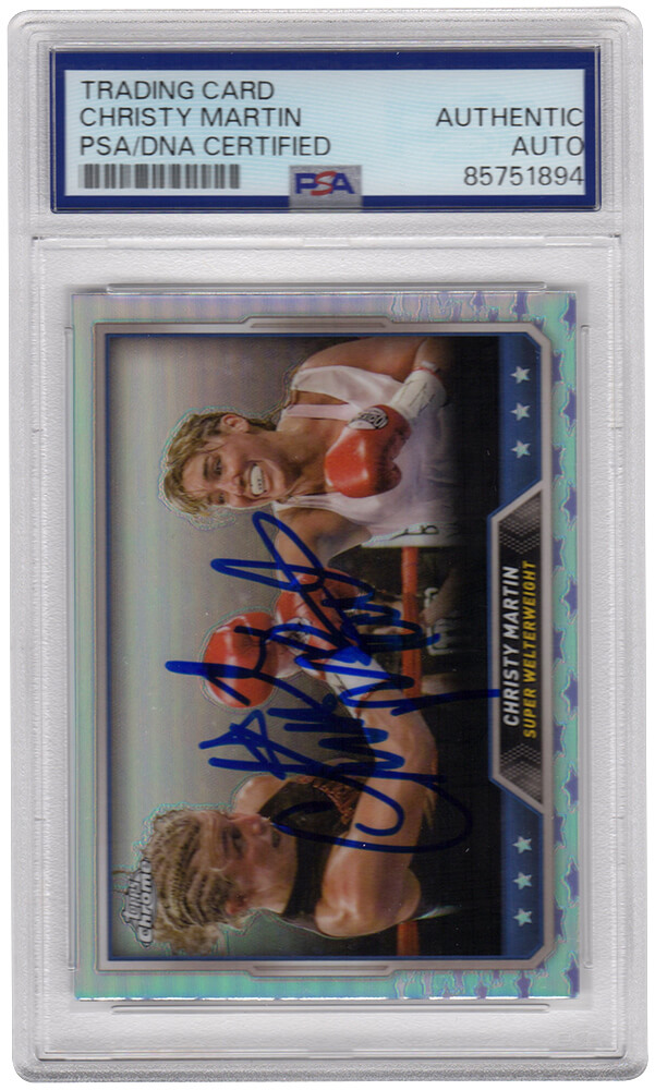 MARCAR502 Christy Martin Signed 2024 Topps Chrome Refractor Boxing Trading Card - No.71 - PSA Encapsulated