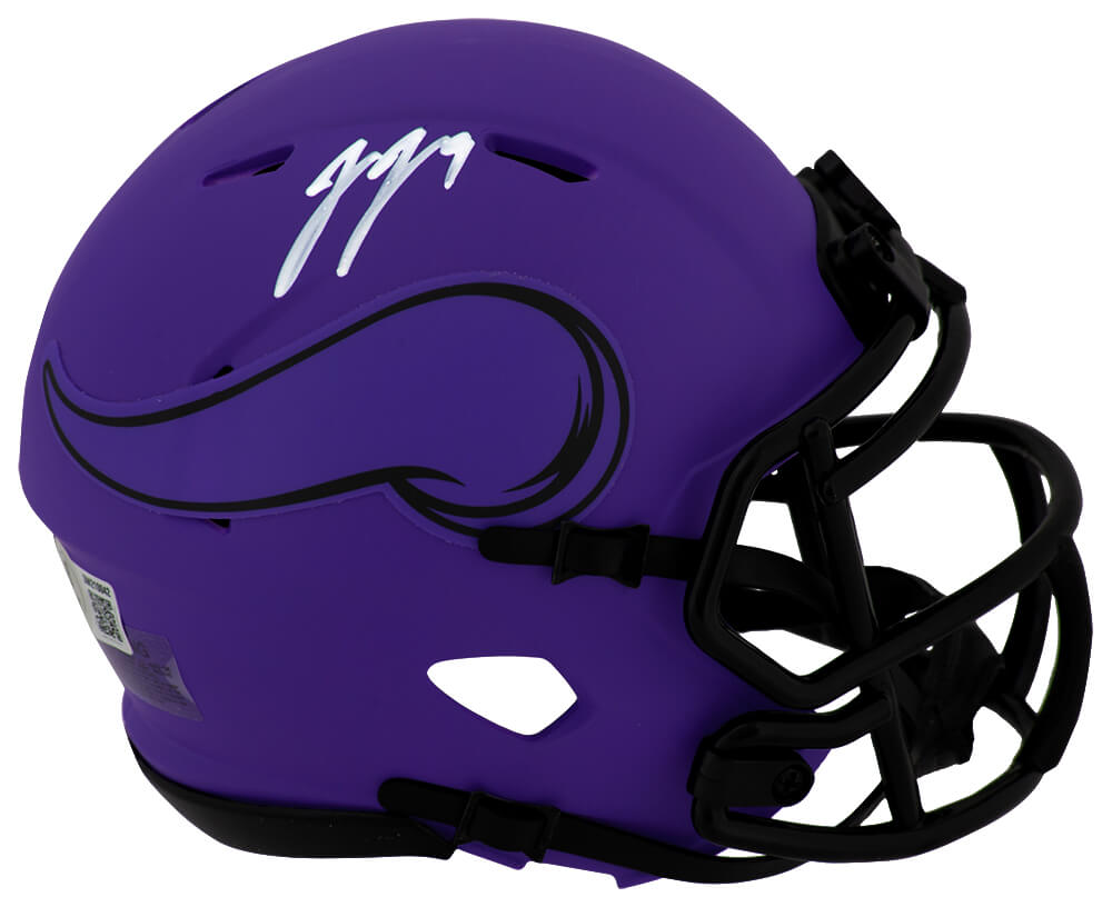 MCCMIN321 J.J. McCarthy Signed Minnesota Vikings Rave Riddell Speed Mini Helmet - Beckett