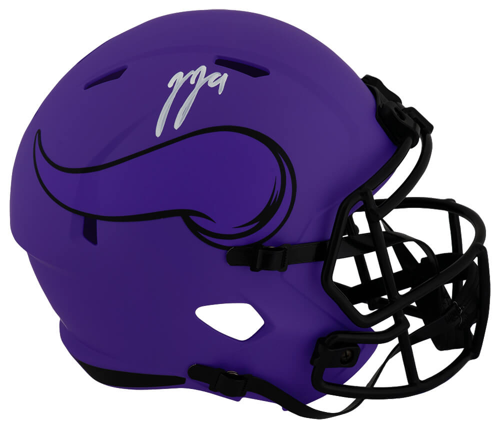MCCREP331 J.J. McCarthy Signed Minnesota Vikings Rave Riddell Full Size Speed Replica Helmet - Beckett