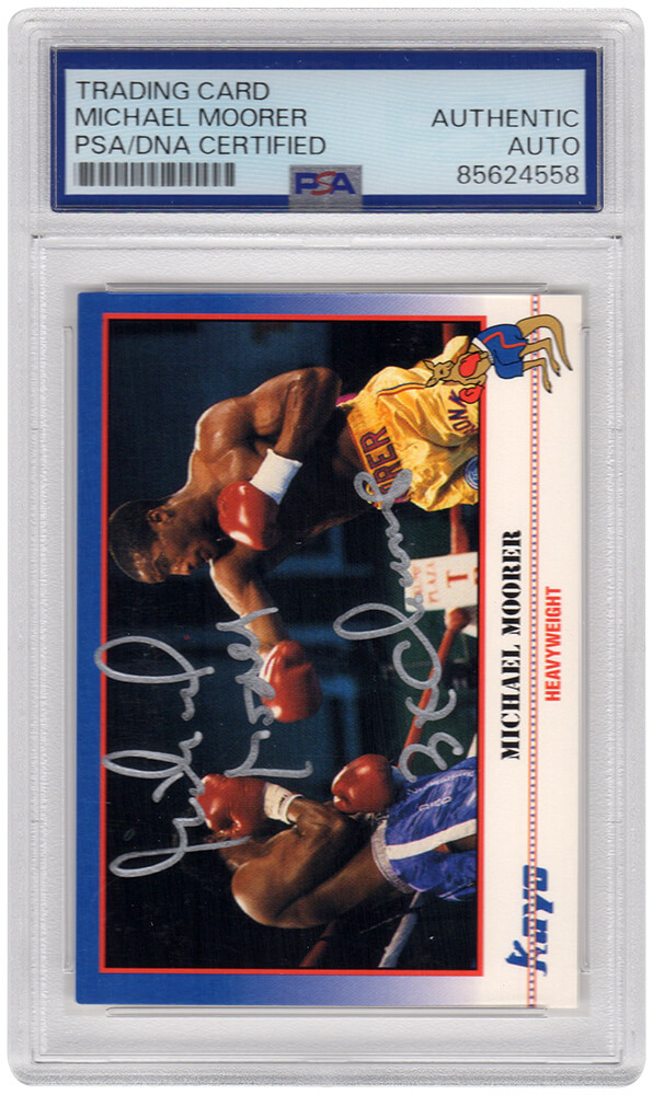MOOCAR515 Michael Moorer Signed 1991 Kayo Boxing Card - No.207 with 3x Champ - PSA Encapsulated