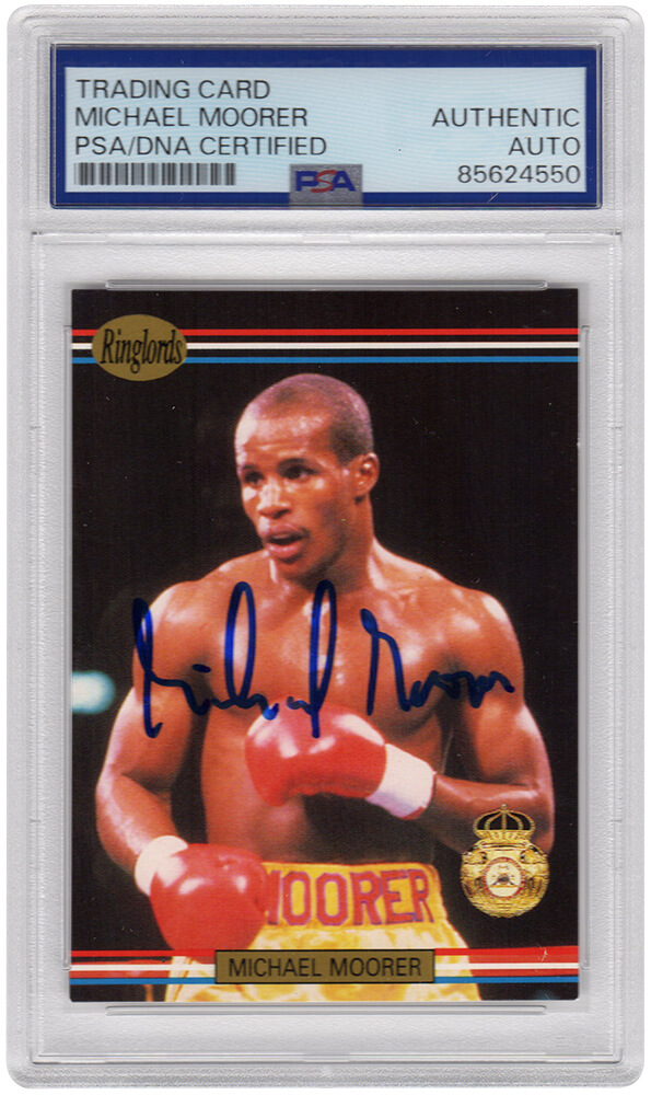 MOOCAR516 Michael Moorer Signed 1991 Ringlords Boxing Card - No.14 - PSA Encapsulated
