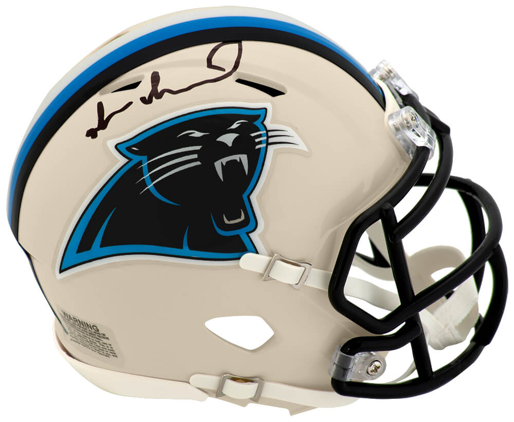 MUHMIN304 Muhsin Muhammad Signed Carolina Panthers Retro Riddell Speed Mini Helmet