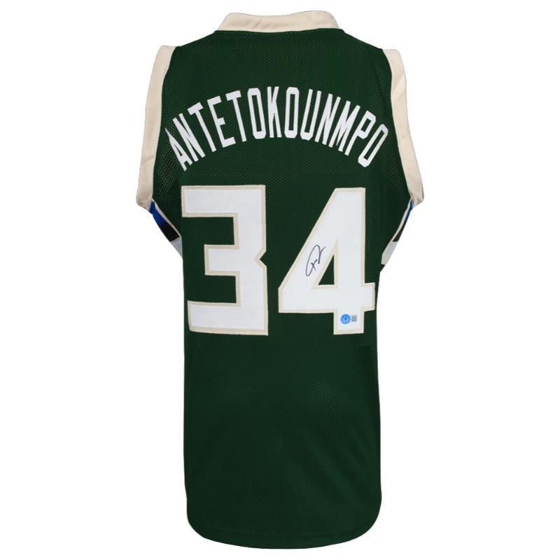 ANTJRY202 Giannis Antetokounmpo Signed Green Custom Basketball Jersey - Beckett