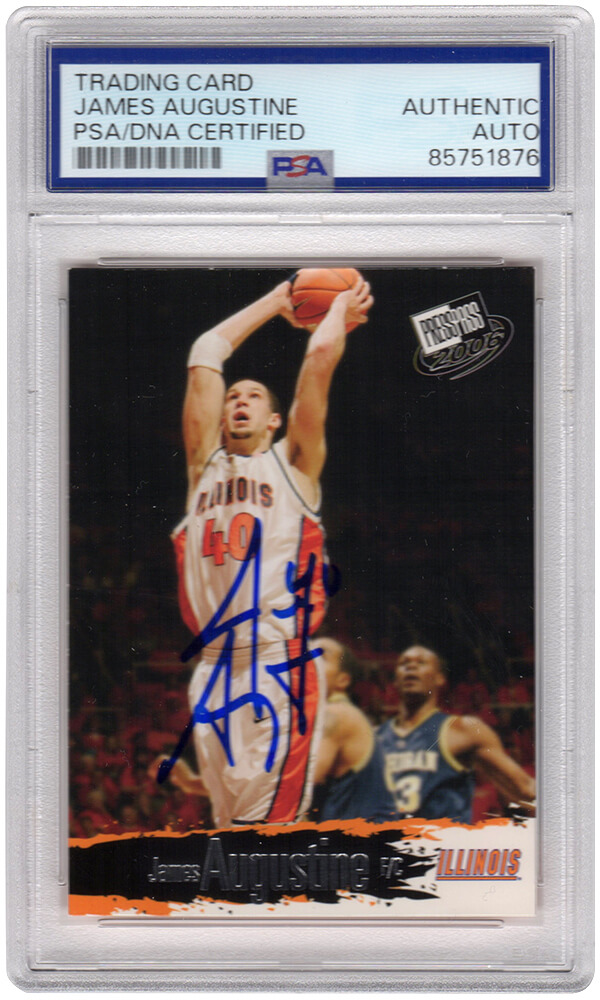 AUGCAR202 James Augustine Signed Illinois Fighting Illini 2006 Press Pass Gold Rookie Basketball Trading Card - No.G4 - PSA Encapsulated