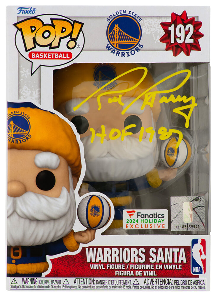 BARFUN200 Rick Barry Signed Golden State Warriors Santa Funko Pop Doll - No.192 with HOF 1987