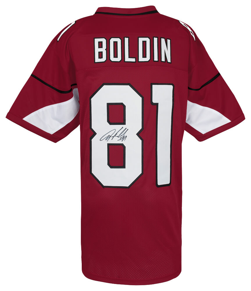 BOLJRY300 Anquan Boldin Signed Red Custom Football Jersey - Extra Large