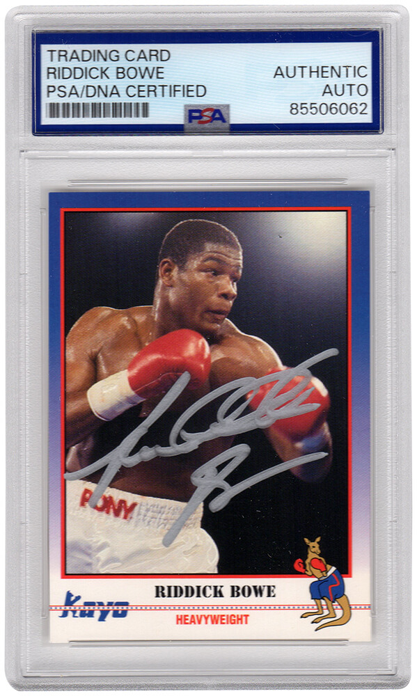 BOWCAR503 Riddick Bowe Signed 1991 Kayo Boxing Trading Card - No.171 - PSA Encapsulated