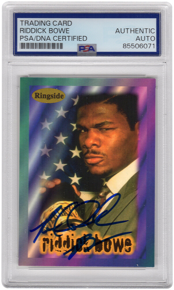 BOWCAR504 Riddick Bowe Signed 1996 Ringside Boxing Trading Card - No.2 - PSA Encapsulated