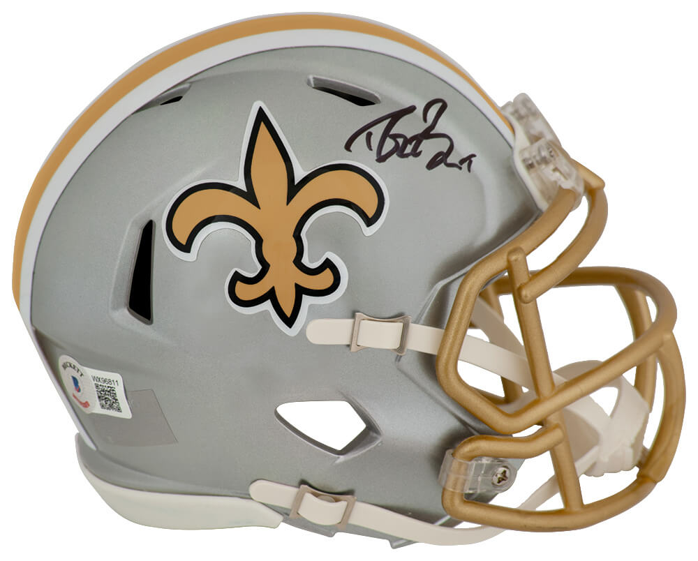BREMIN301 Drew Brees Signed   Orleans Saints Flash Riddell Speed Mini Helmet - Beckett