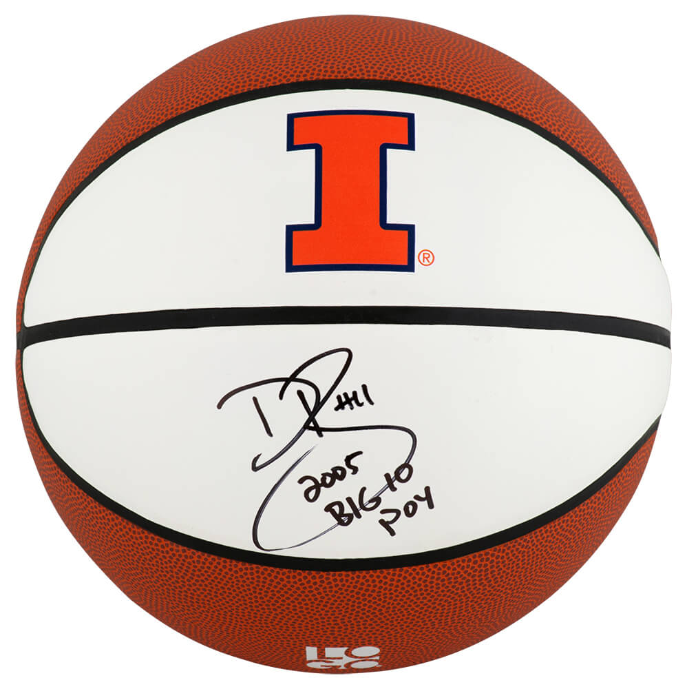 BROBSK200 Dee Brown Signed Illinois Fighting Illini Logo Brand White Panel Basketball with 05 Big 10 POY