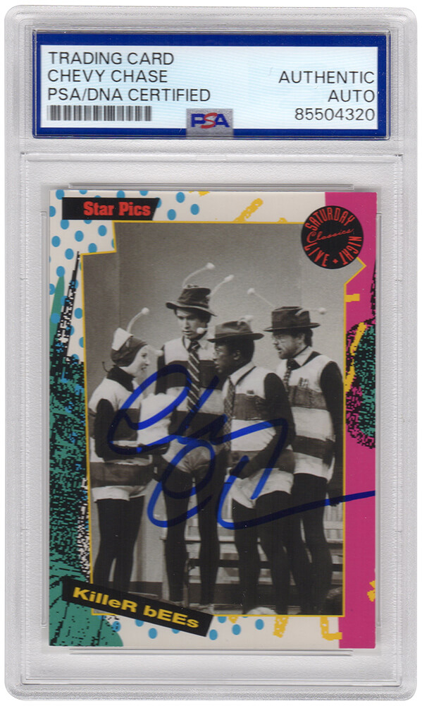CHACAR510 Chevy Chase Signed 1992 Star Pics Saturday Night Live Killer Bees Trading Card - No.67 - PSA Encapsulated