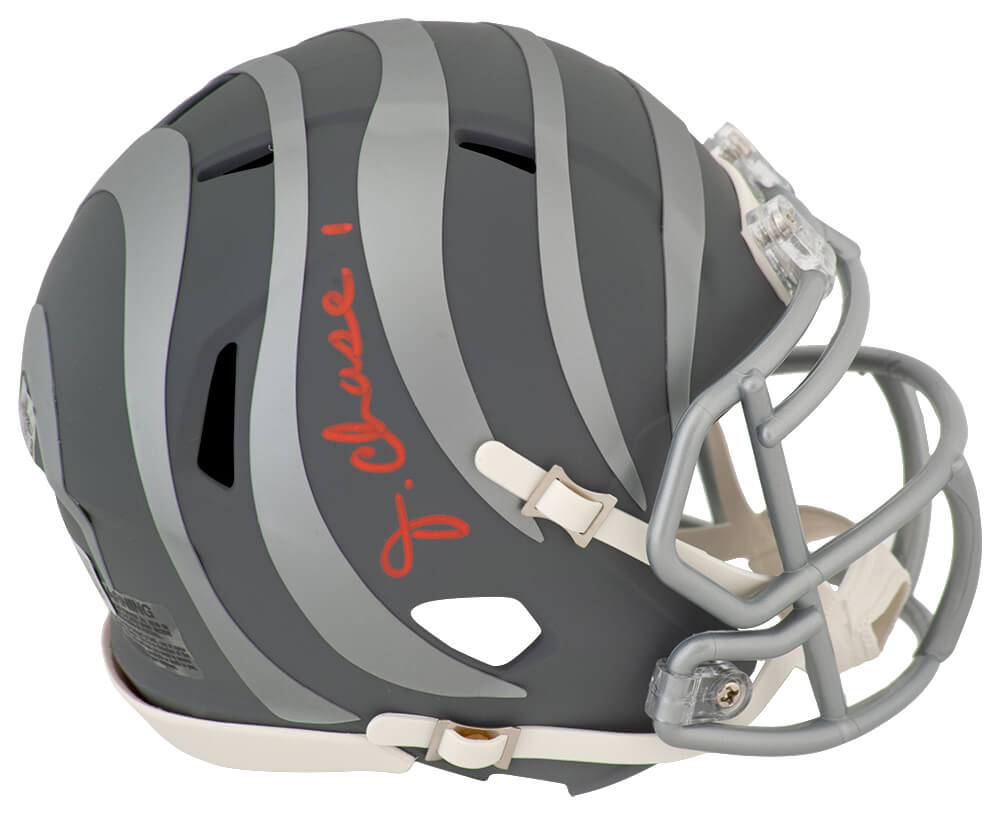 CHAMIN315 Ja-Marr Chase Signed Cincinnati Bengals Slate Riddell Speed Mini Helmet - Beckett