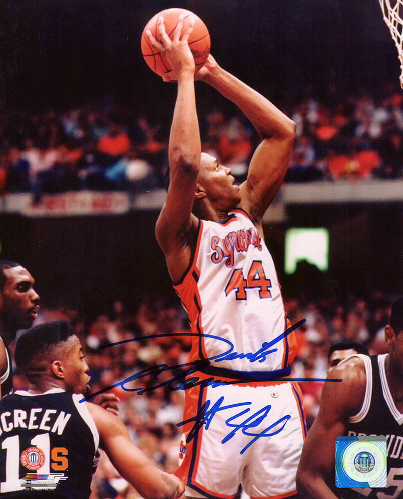 COL08P205 8 x 10 in. Derrick Coleman Signed Syracuse University White Jersey Shooting Photo
