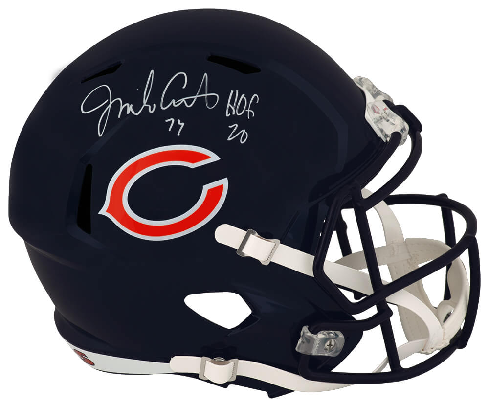 COVREP308 Jim Covert Signed Chicago Bears Riddell Full Size Speed Replica Helmet with HOF-20 - White