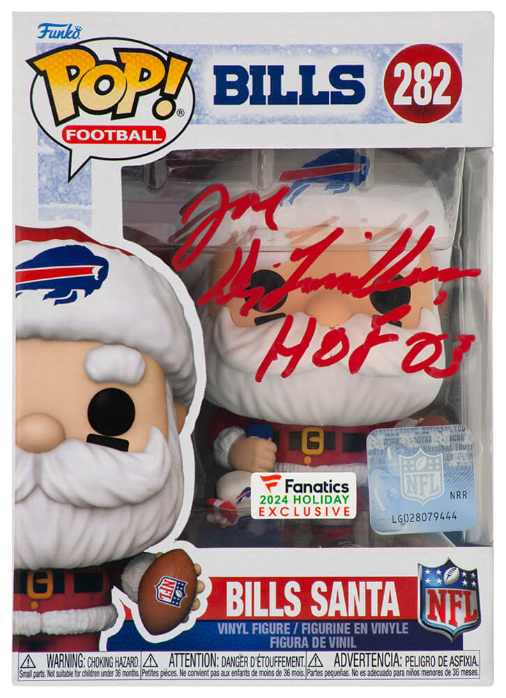 DELFUN300 Joe DeLamielleure Signed Buffalo Bills Santa Funko Pop Doll - No.282 with HOF-03