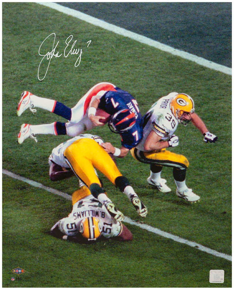 ELW16P301 16 x 20 in. John Elway Signed Denver Broncos Super Bowl XXXII Helicopter Hit Photo